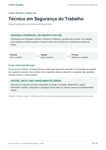 Capa do Resumo 11 — Técnico em Segurança do Trabalho