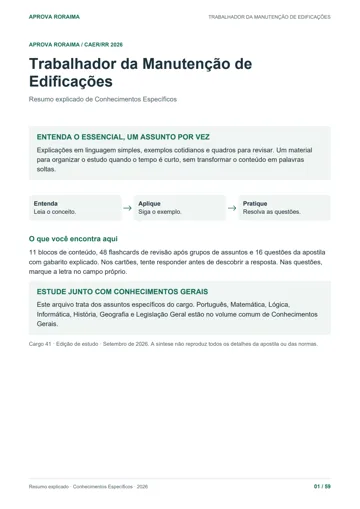 Capa do Resumo 12 — Trabalhador da Manutenção de Edificações