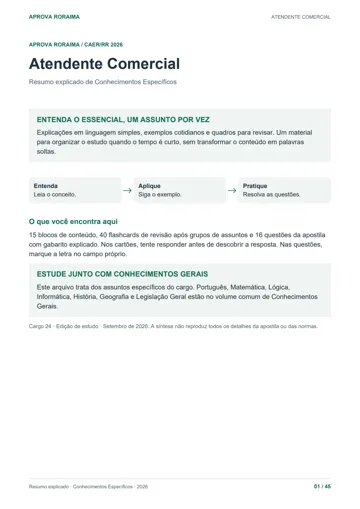 Capa do Resumo 3 — Atendente Comercial