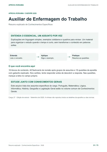 Capa do Resumo 8 — Auxiliar de Enfermagem do Trabalho